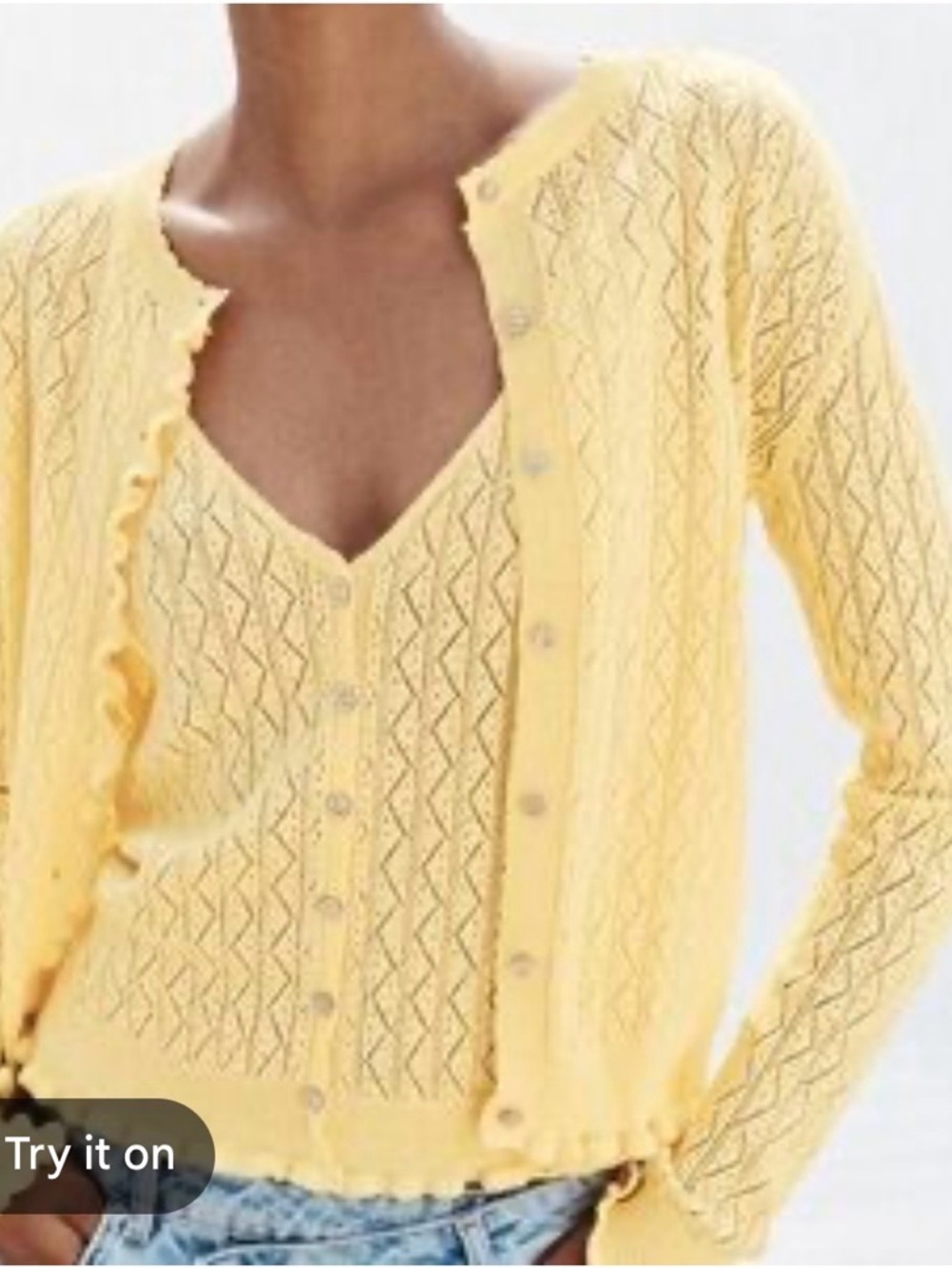 Zara Pale Yellow Open-Knit Cardigan 💛